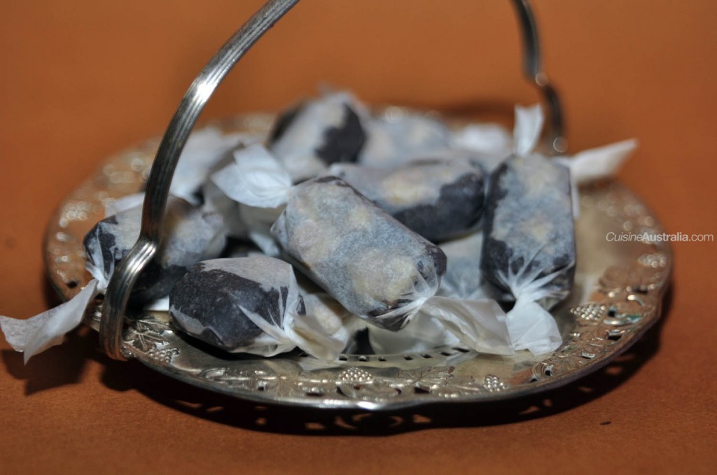 Black Walnut Caramels in Wax Paper