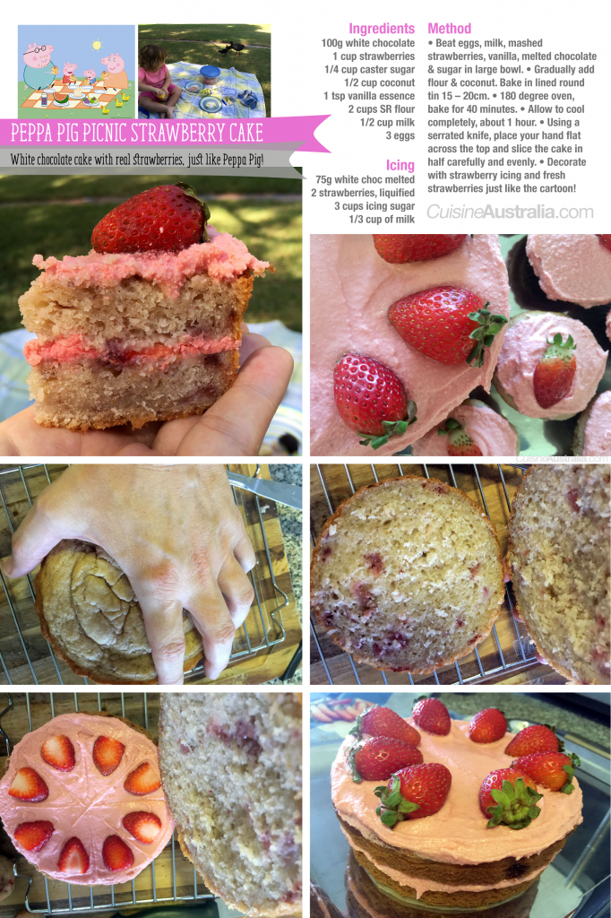 Peppa Pig Strawberry Cake Recipe Card